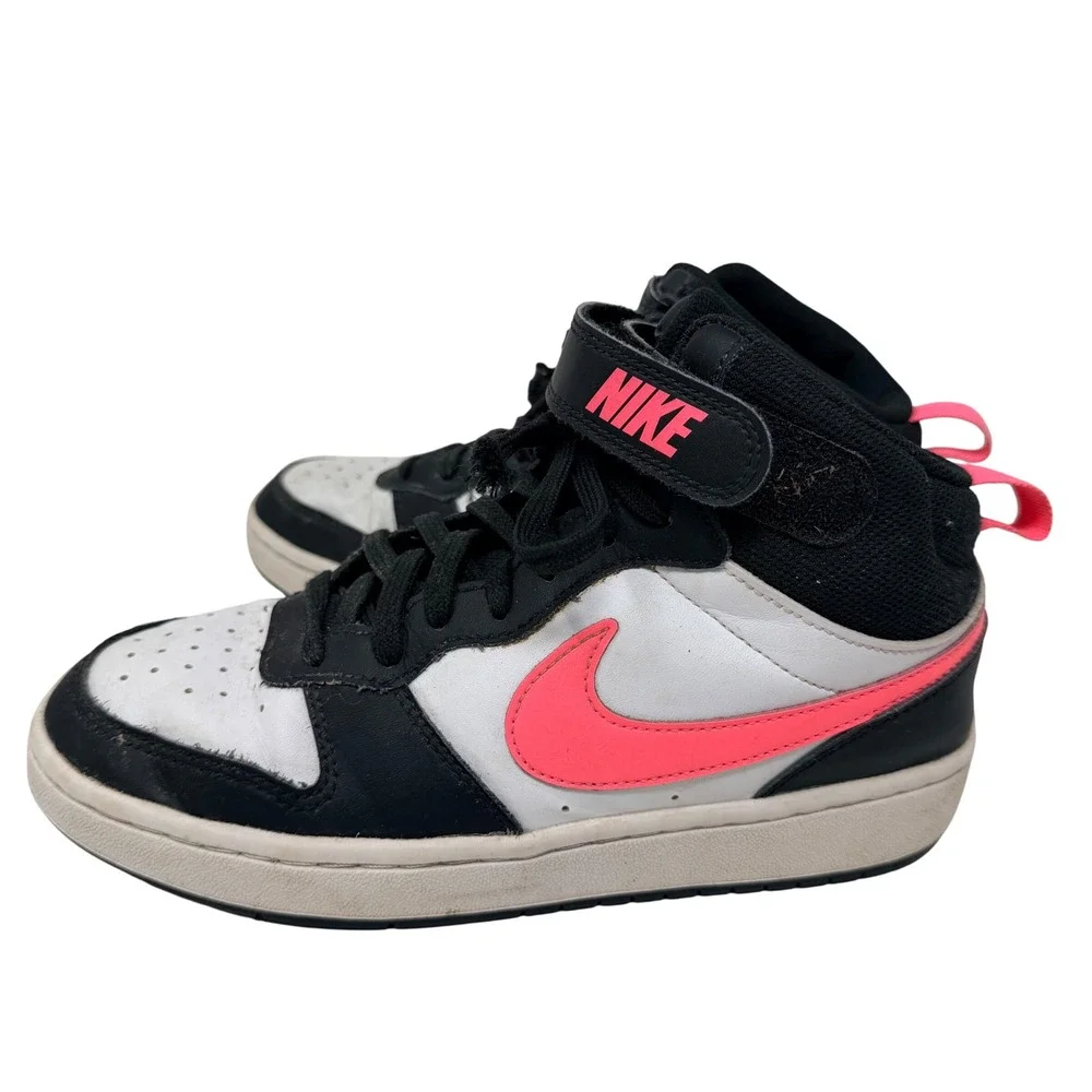 Nike Court Borough Mid‎ 2 Shoes Pink Black Kids 6.5Y CD7782-005